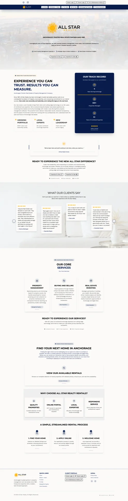 Screenshot of the All Star Realty project