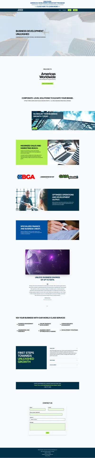 Screenshot of the Americas Worldwide project