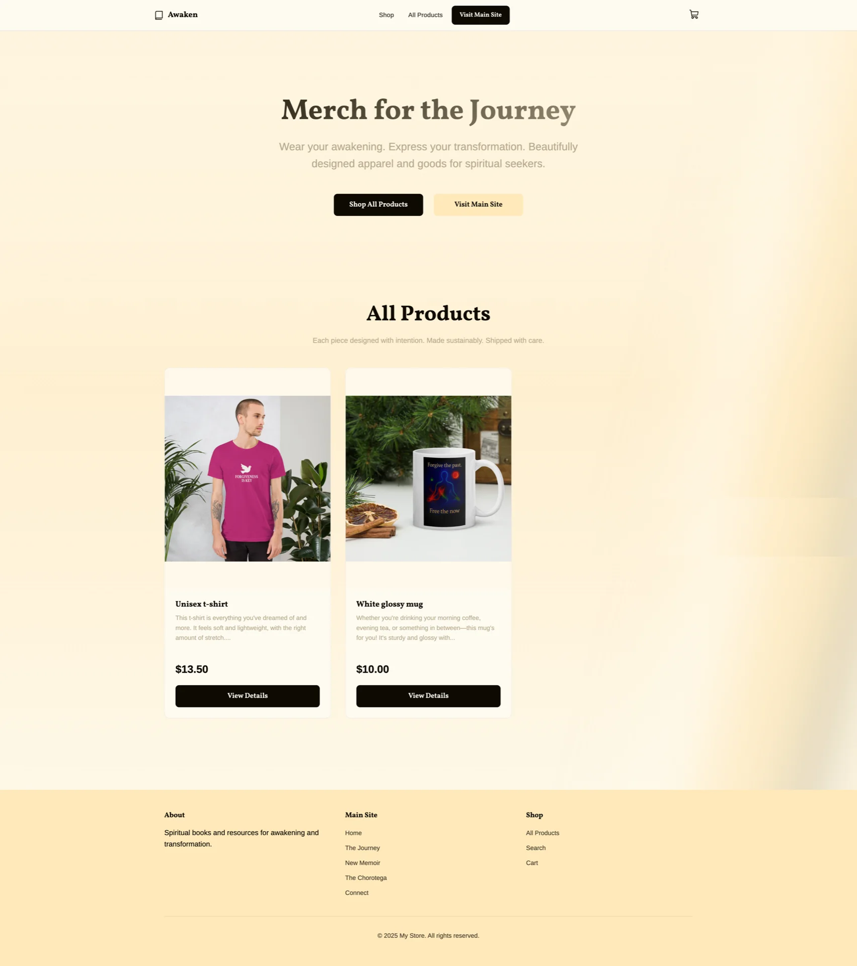 Screenshot of the Awaken Shop - Custom Shopify Theme project